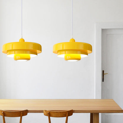 Lampa wisząca w stylu mid-century pomarańczowa metalowa oprawa