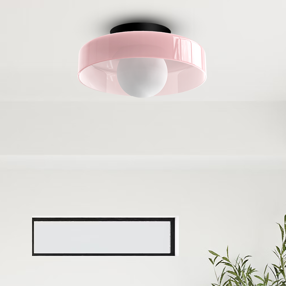 Lampada da soffitto moderna con struttura rotonda in vetro