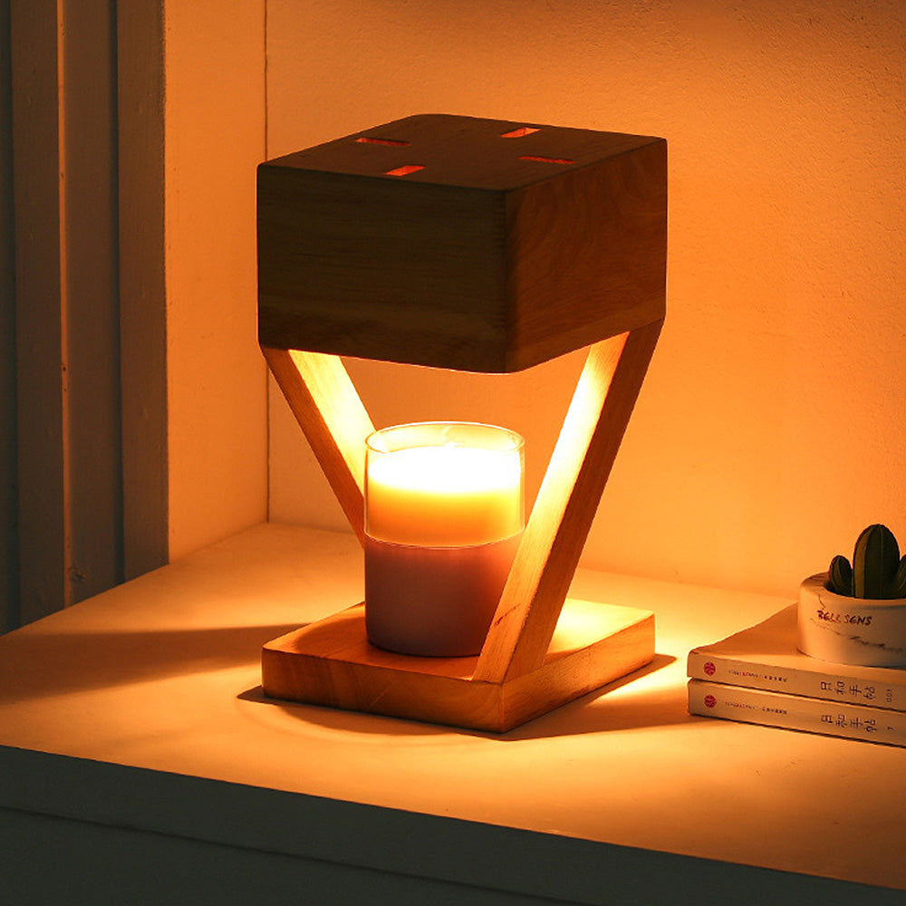 Contemporary Wooden Square Mini Candle Lamp for Bedroom Ambience and Warmth - Stylish Home Decor Lighting Solution