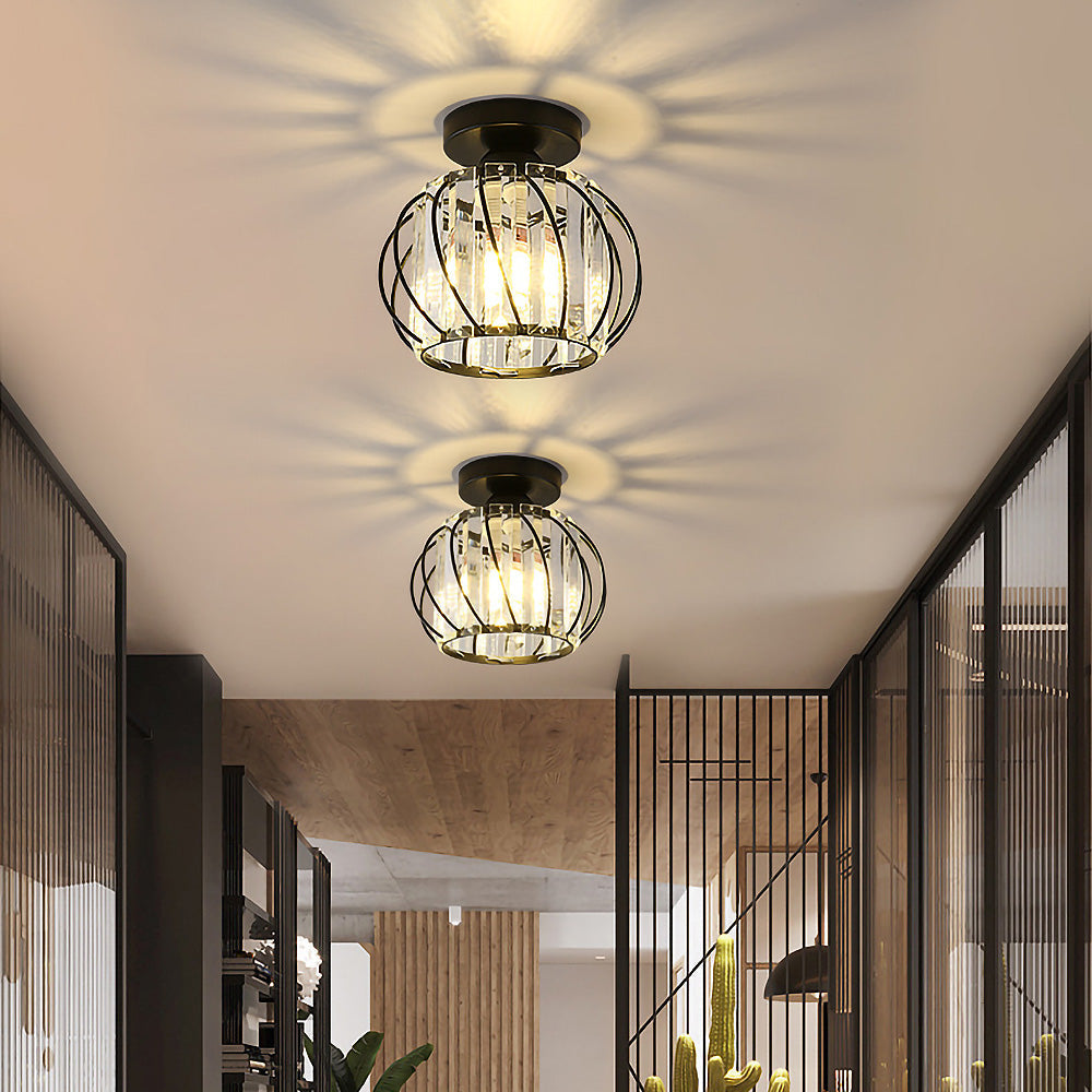 Set of 2 Elegant Glass Ceiling Lights for Hallway - Stylish Luxury Illumination for Home Décor