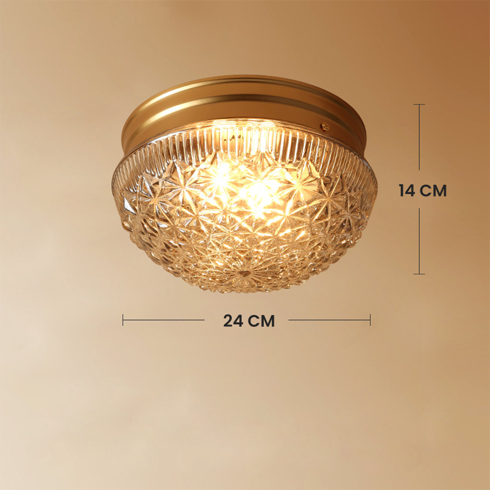 Elegant Gold and Black Ribbed Glass Flush Ceiling Light Fixture – Modern Design for Stylish Home Illumination