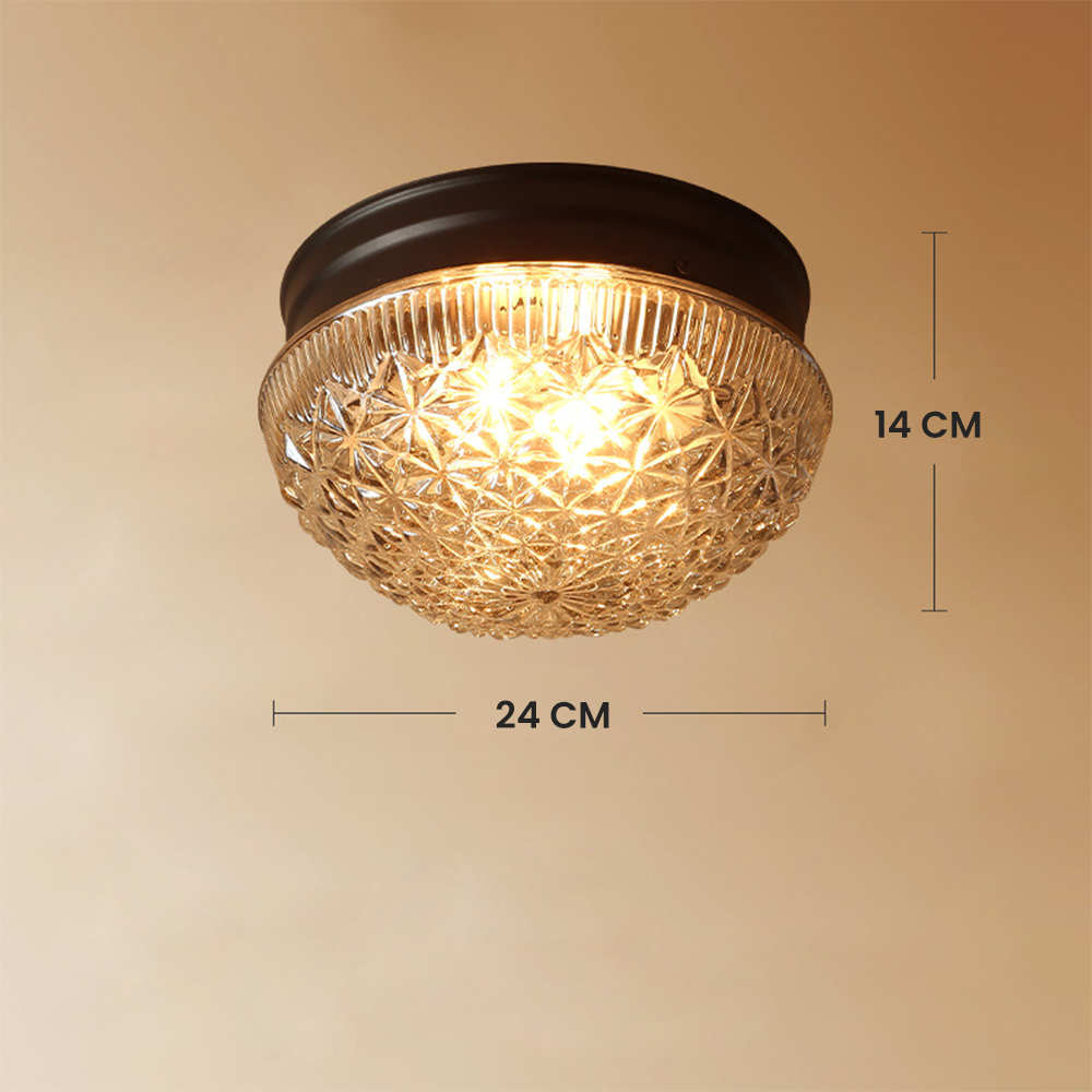 Elegant Gold and Black Ribbed Glass Flush Ceiling Light Fixture – Modern Design for Stylish Home Illumination