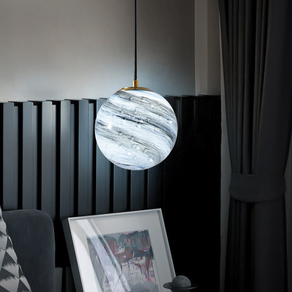 Creative Planet Glass Pendant Light for Stylish Bedroom Illumination and Modern Home Décor