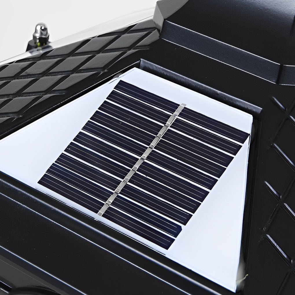 Farola solar LED negra para jardín al aire libre
