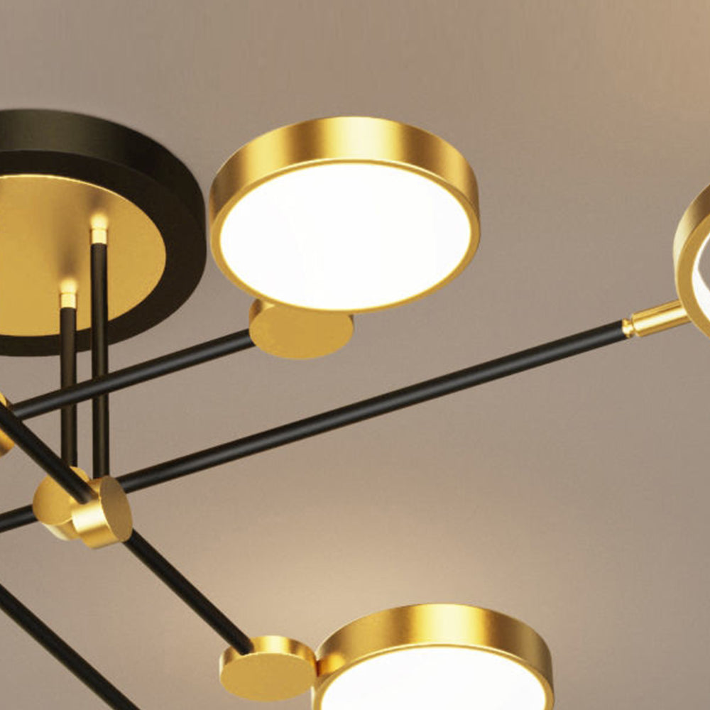 Elegant Multi-Ring LED Ceiling Light in Gold and Black for Stylish Bedroom Illumination and Modern Home Décor