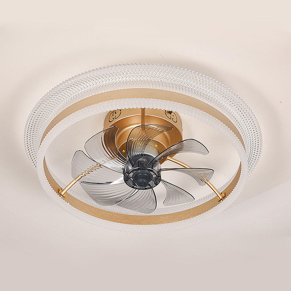 Modern Round Gold Ceiling Fan with Integrated Light Fixture for Stylish Home Illumination and Air Circulation