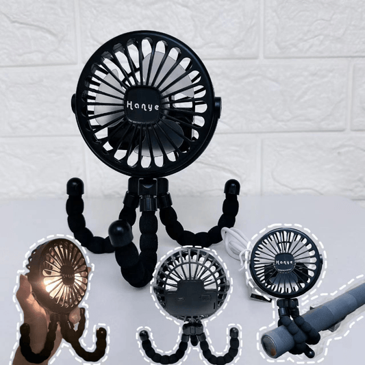 Ventilateur portable à clip avec trépied flexible