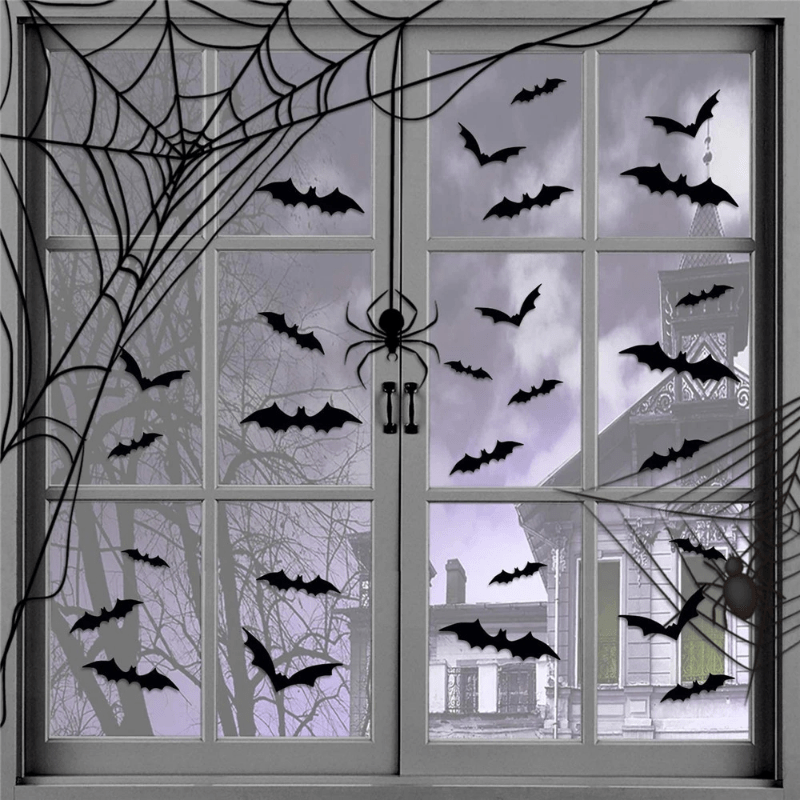 Pegatinas de pared 3D juego de decoraciones de murciélagos de Halloween