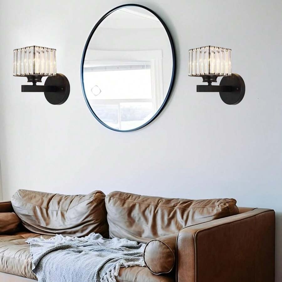 Crystal Glass Wall Light With Modern Arm Design