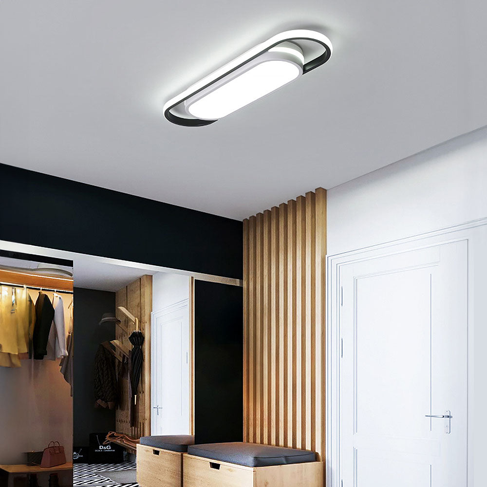 Sleek Black LED Corridor Ceiling Lights - Long, Low Profile Design for Modern Hallways and Spaces, Perfect for Subtle Illumination