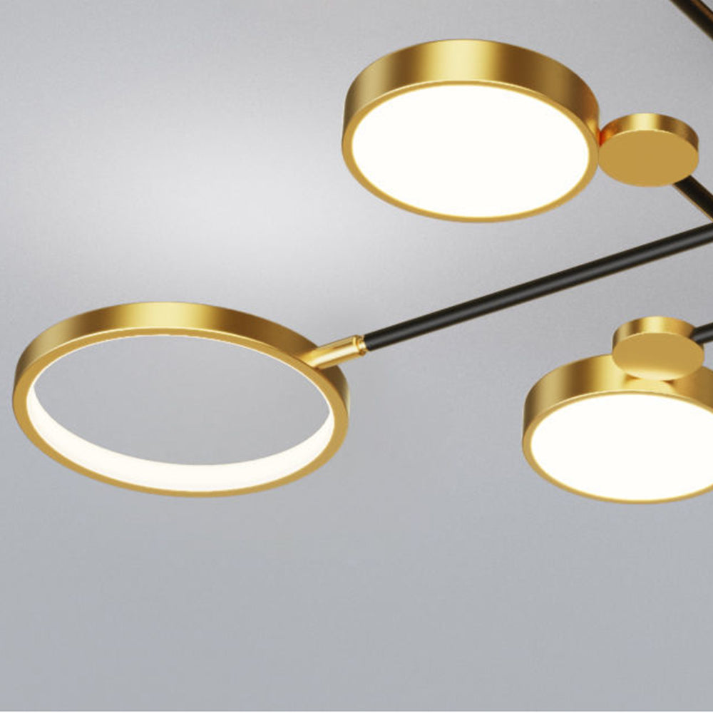 Elegant Multi-Ring LED Ceiling Light in Gold and Black for Stylish Bedroom Illumination and Modern Home Décor