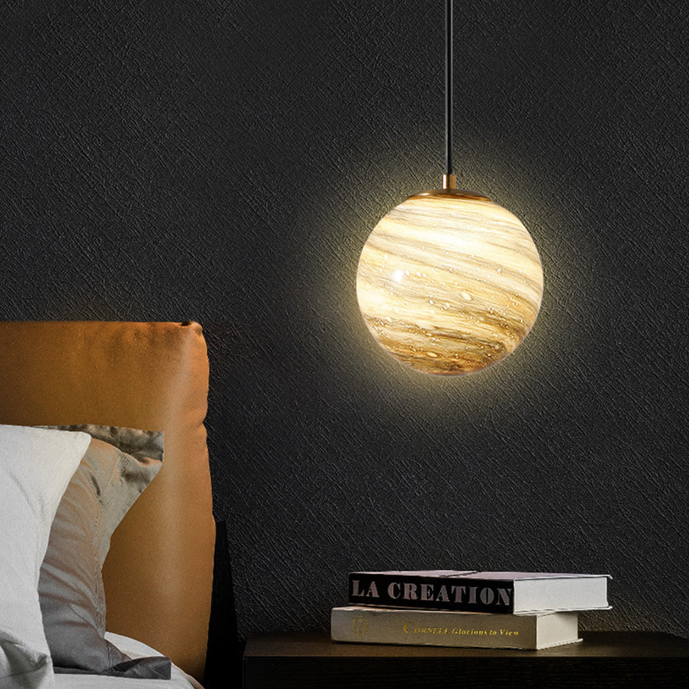 Creative Planet Glass Pendant Light for Stylish Bedroom Illumination and Modern Home Décor