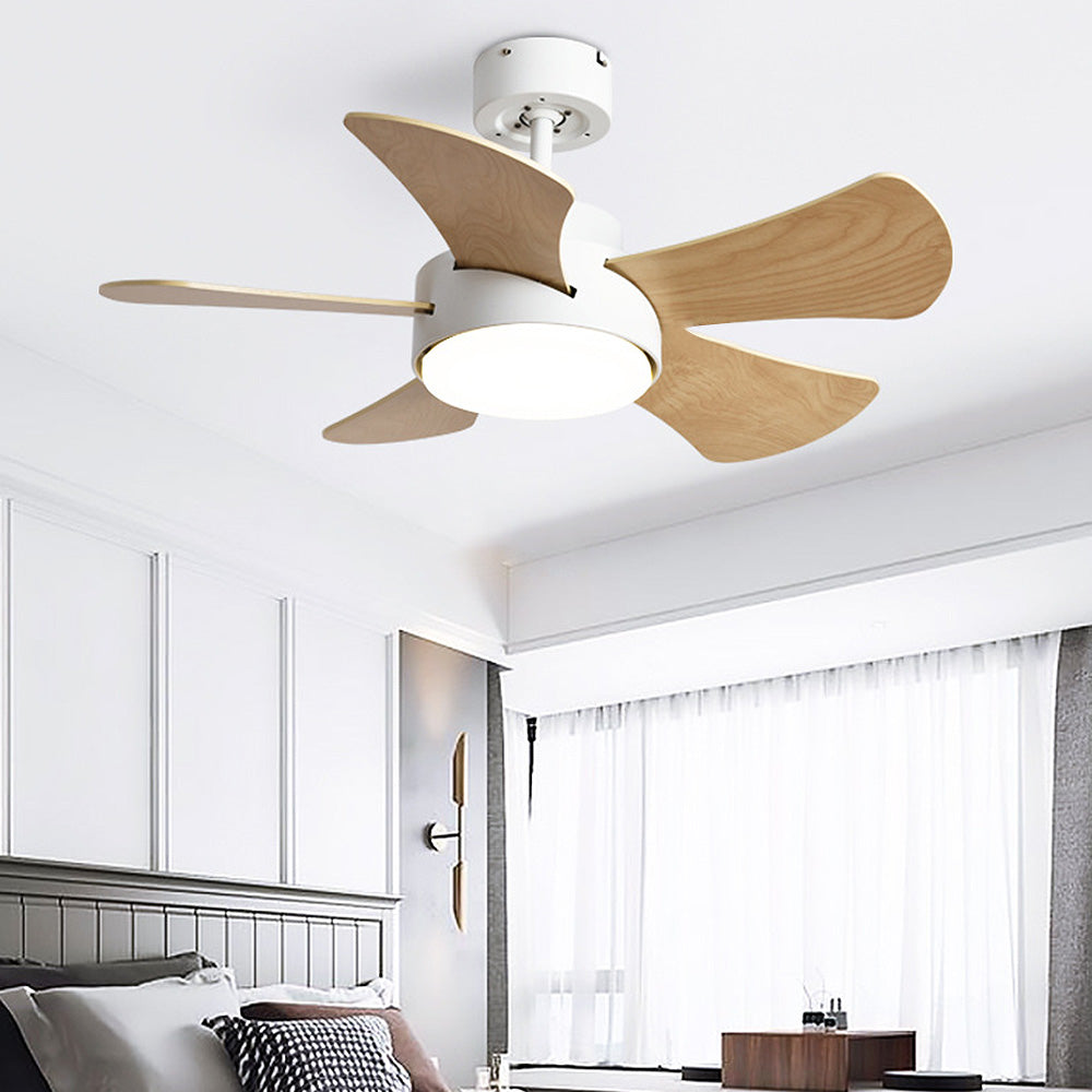 Contemporary Wood Semi-Flush Ceiling Fan with Integrated Lighting for Stylish Home Comfort and Modern Decor