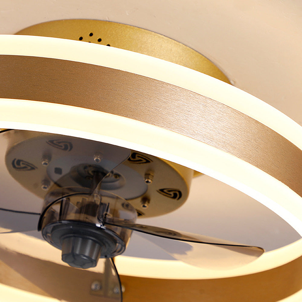 Simple Round Ceiling Fan with LED Light for Bedroom - Stylish and Efficient Home Lighting and Cooling Solution