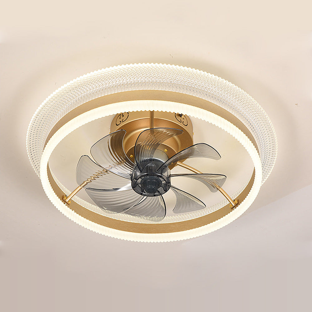 Modern Round Gold Ceiling Fan with Integrated Light Fixture for Stylish Home Illumination and Air Circulation