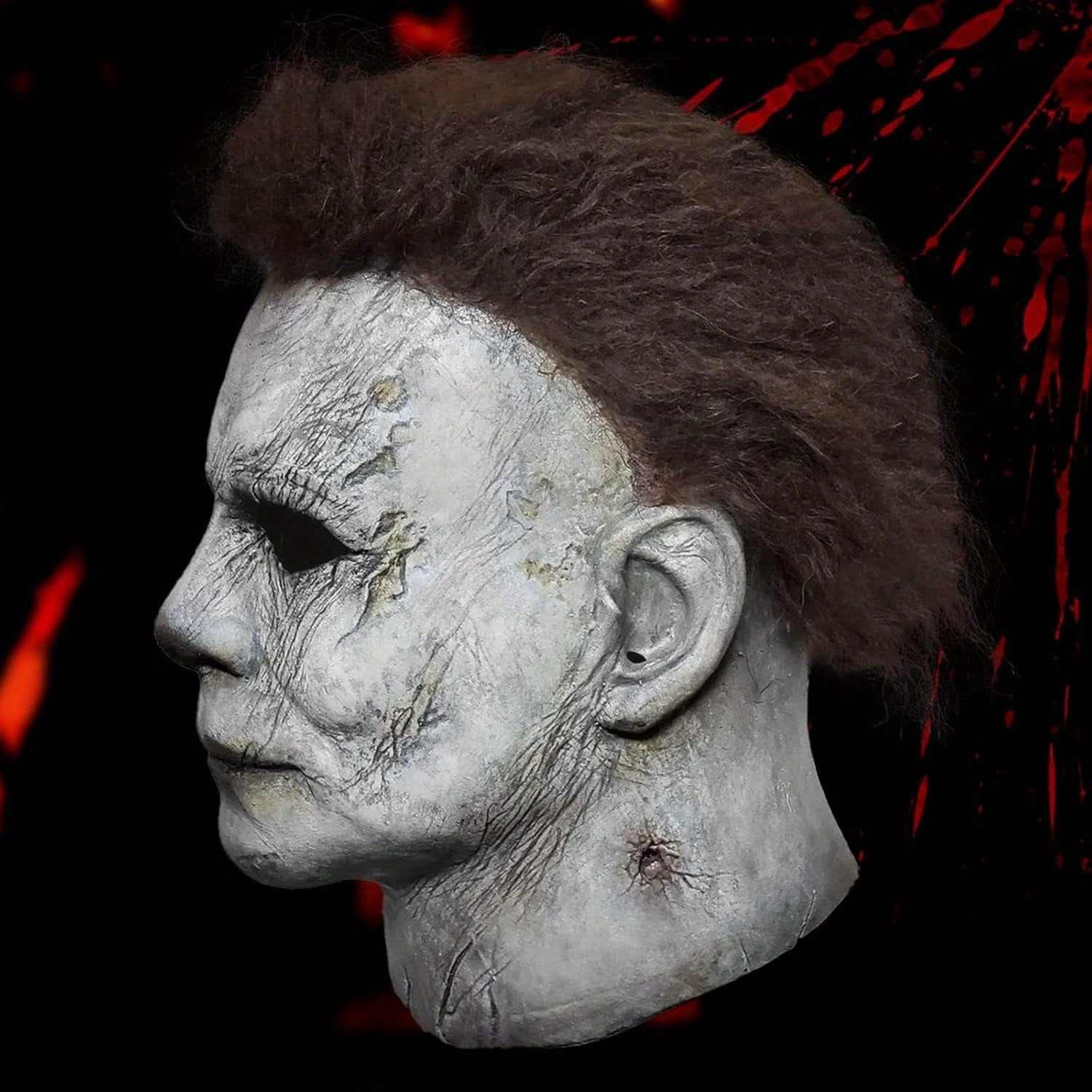 Męski realistyczny straszny zestaw masek na Halloween | Rekwizyt horror nóż