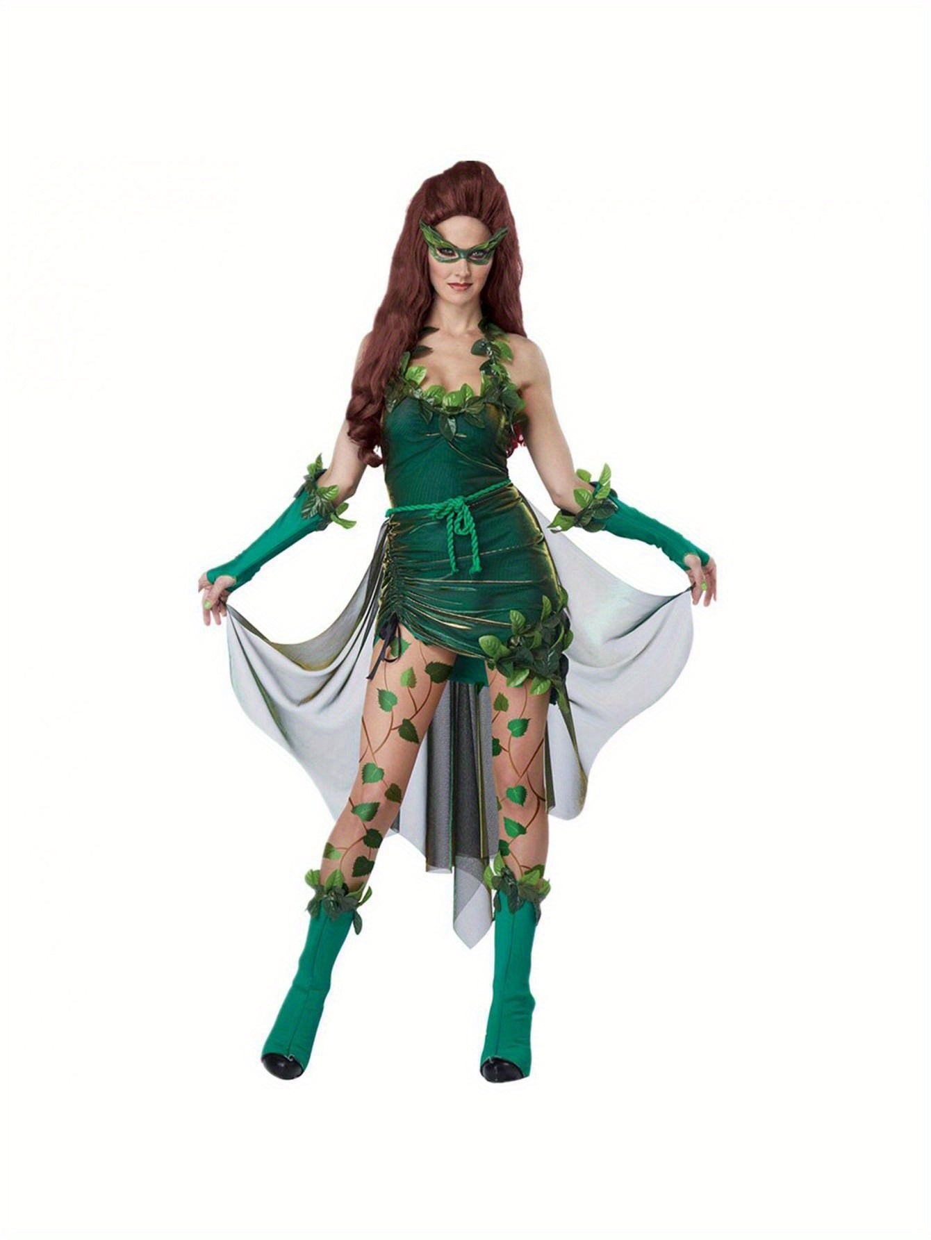 Vestito da costume elegante foglioso da donna per Halloween | Mini senza maniche