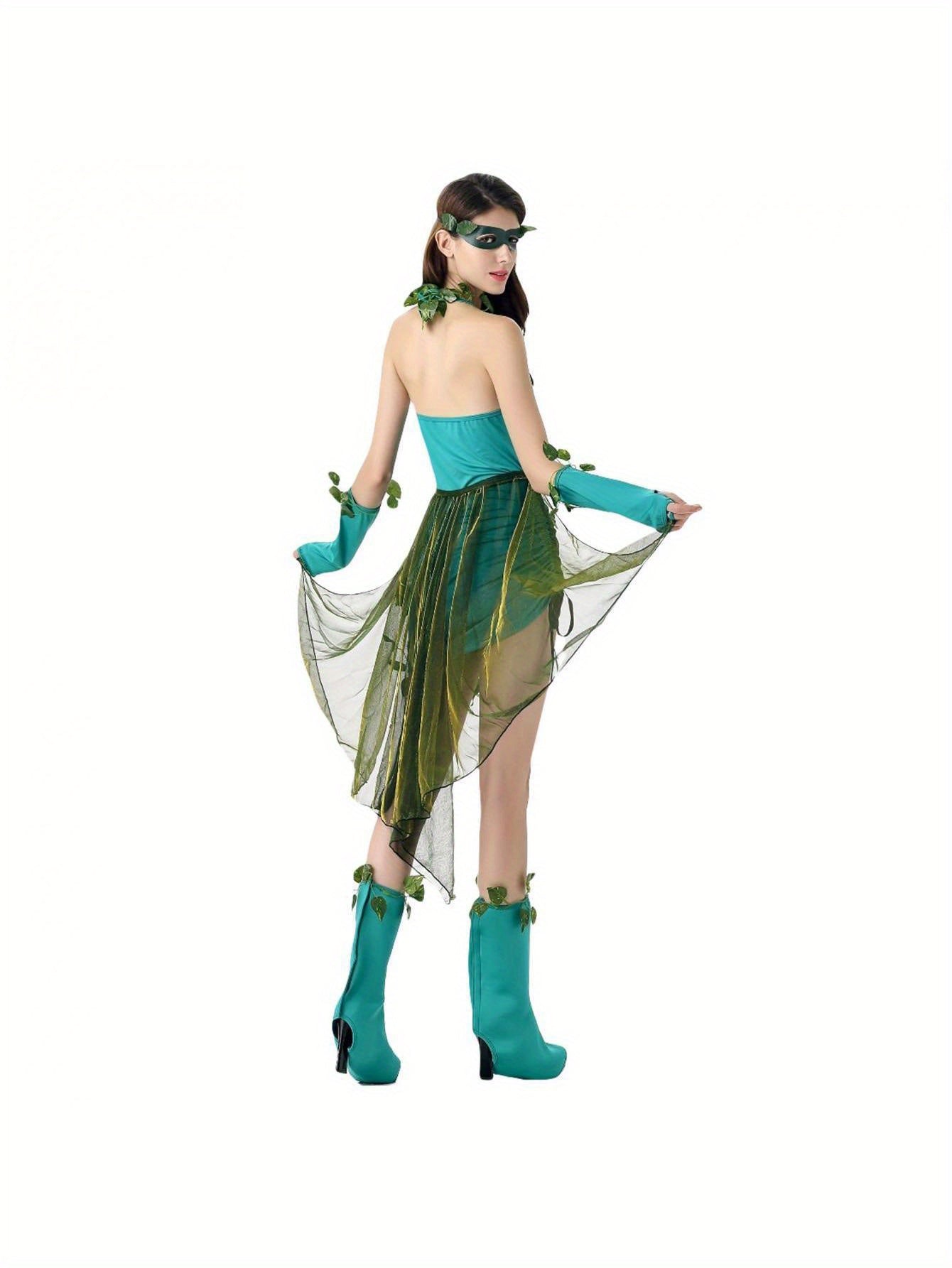 Vestito da costume elegante foglioso da donna per Halloween | Mini senza maniche
