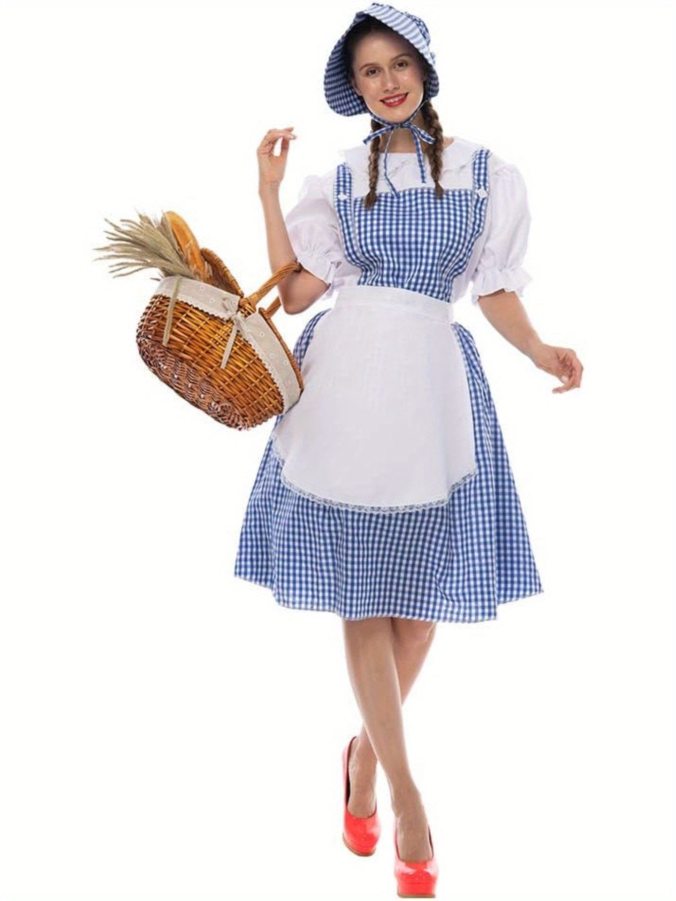 Vestido de Disfraz de Halloween Vintage de Pradera para Mujer | Manga Abullonada Midi