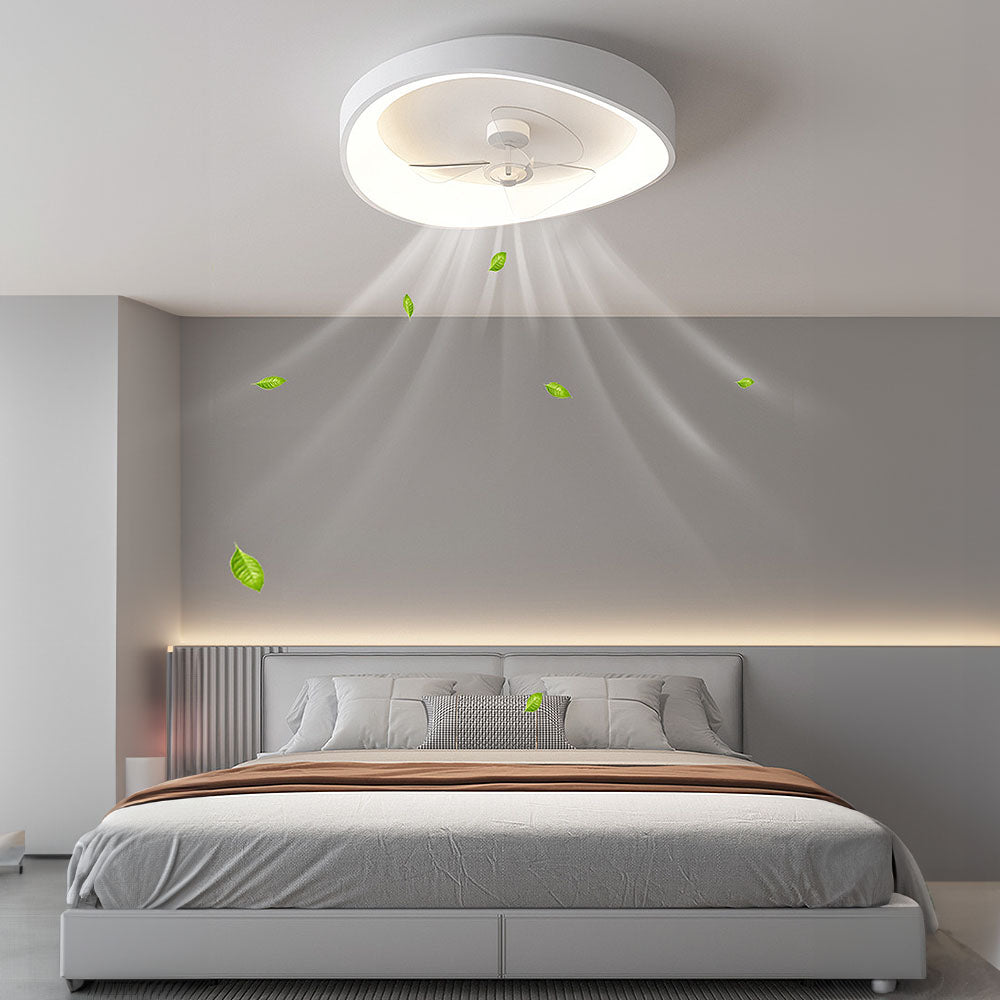 Sleek Modern Minimalist White Iron Ceiling Fan with Integrated Light for Stylish Home Interiors