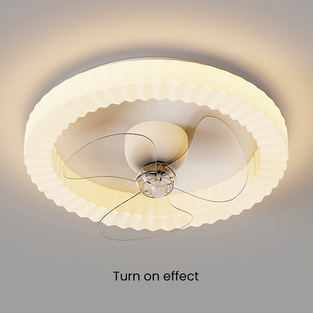 White Round Ceiling Fan with LED Lighting for Bedroom – Stylish and Efficient Home Ceiling Light and Air Circulator