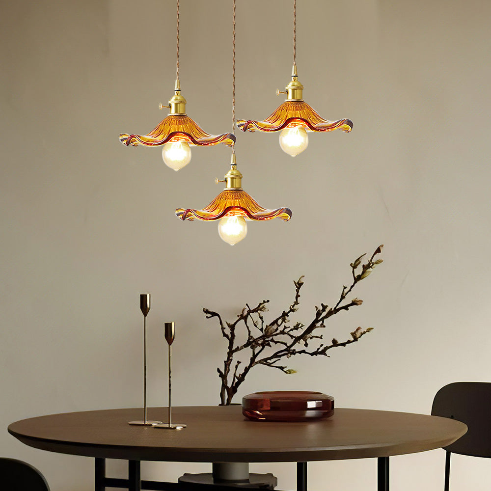 Elegant Hibiscus Flower Glass Pendant Light Fixture for Chic Home Décor and Ambient Illumination