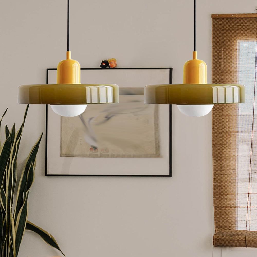 Contemporary Bauhaus Stained Glass Pendant Light with Dual Heads for Stylish Home Illumination