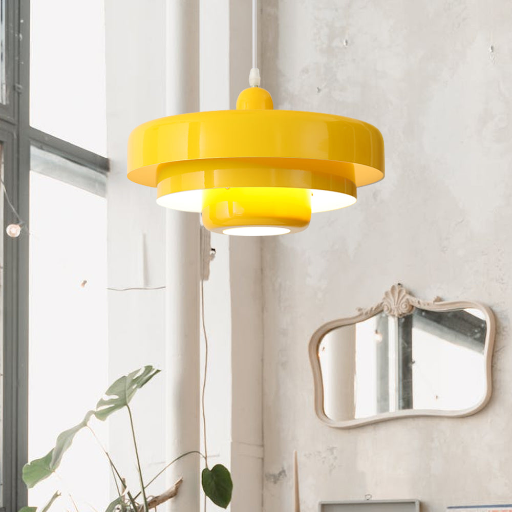 Lampa wisząca w stylu mid-century pomarańczowa metalowa oprawa