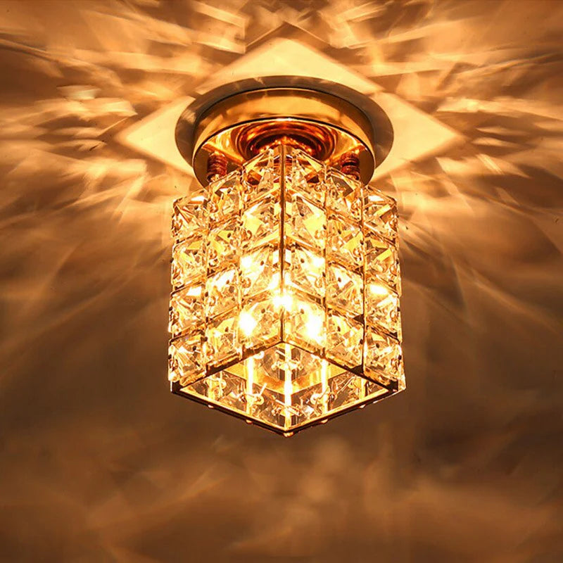 Contemporary Gold Round Glass Semi-Flush Ceiling Light for Hallway - Elegant Lighting Fixture for Modern Interiors