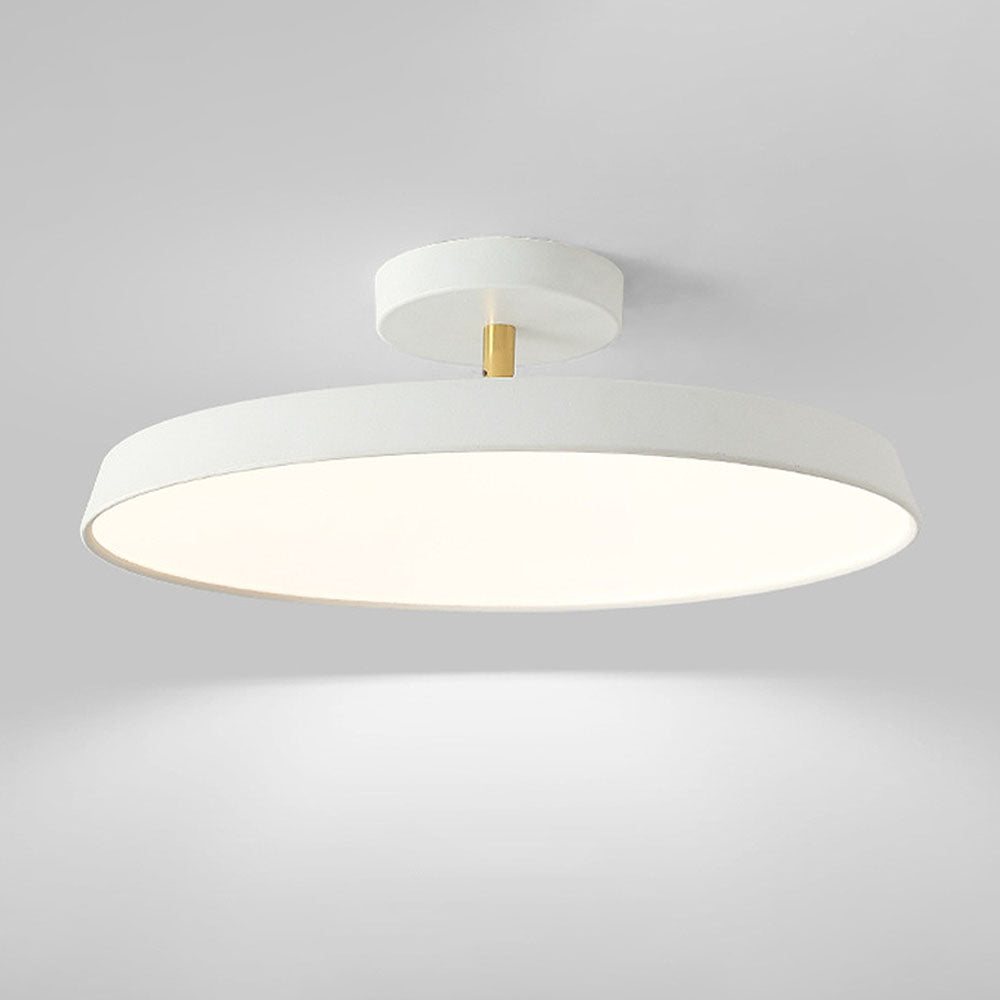 Minimalist White LED Semi-Flush Ceiling Light Fixture for Bedroom Ambience and Modern Home Decor