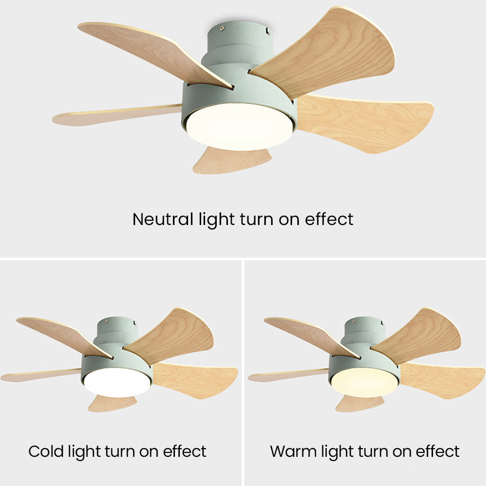 Contemporary Wood Semi-Flush Ceiling Fan with Integrated Lighting for Stylish Home Comfort and Modern Decor