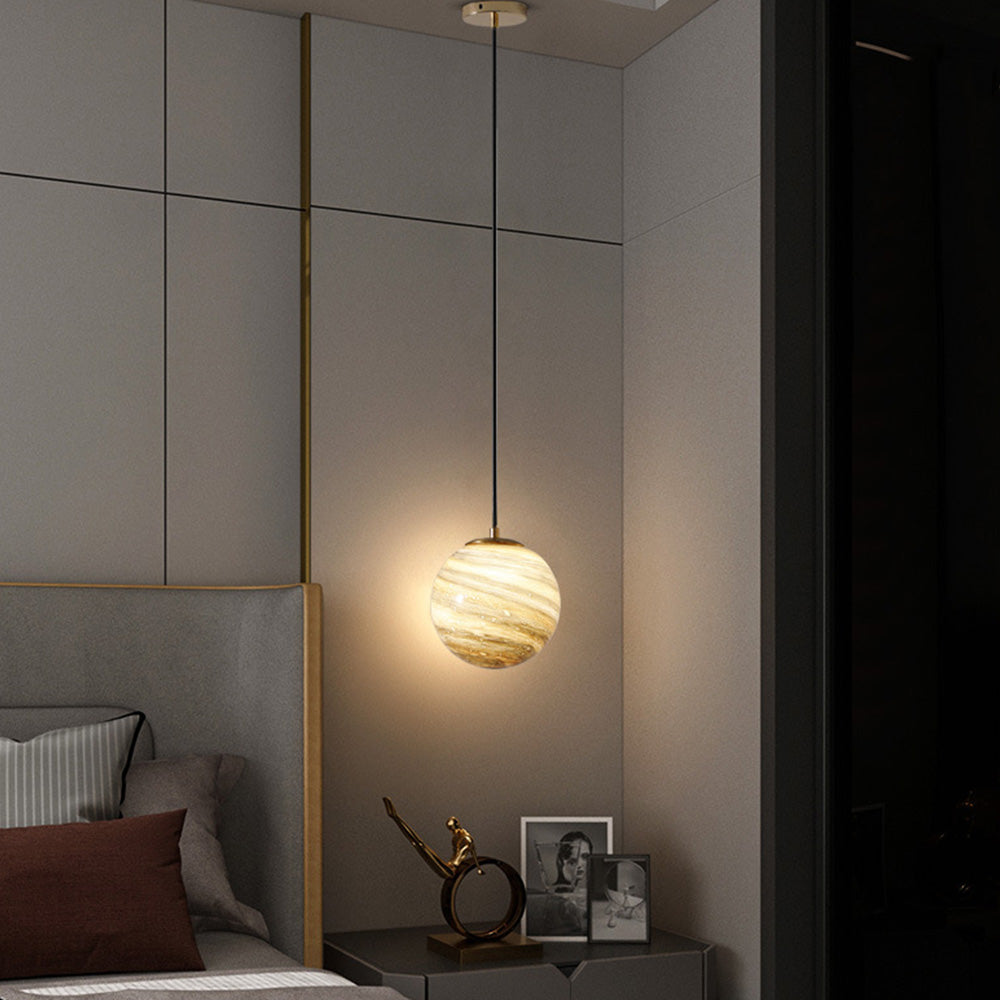 Creative Planet Glass Pendant Light for Stylish Bedroom Illumination and Modern Home Décor