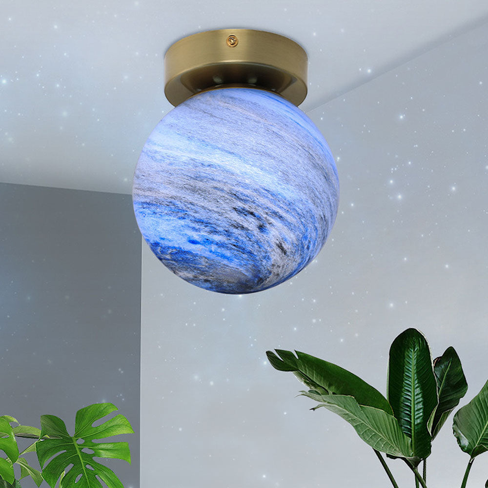 Contemporary Planet Glass Ceiling Light Fixture for Stylish Bedroom Illumination and Elegant Home Décor