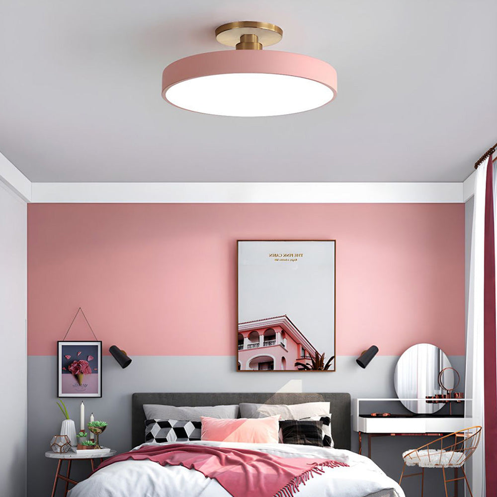 Set of 2 Dimmable Circular LED Semi Flush Ceiling Lights for Bedroom - Modern Lighting Solutions for Stylish Interiors