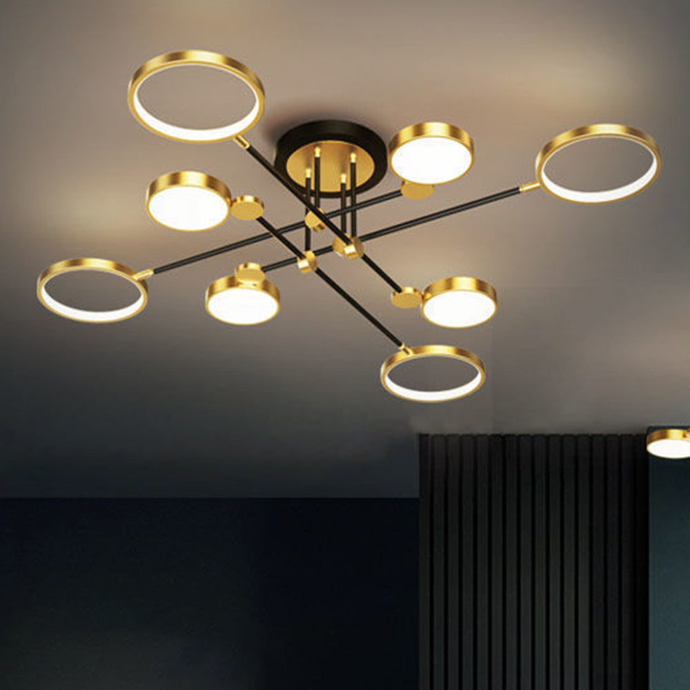 Elegant Multi-Ring LED Ceiling Light in Gold and Black for Stylish Bedroom Illumination and Modern Home Décor