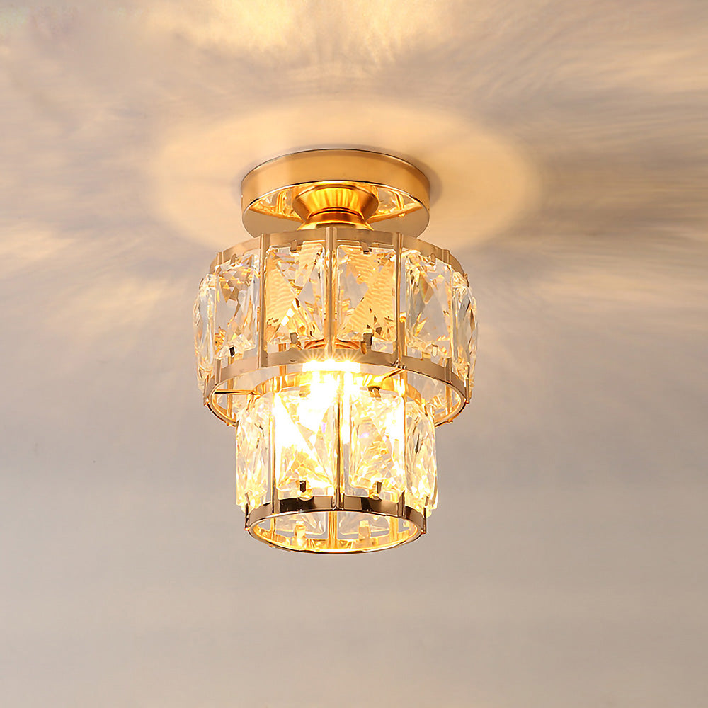 Contemporary Gold Glass Semi-Flush Ceiling Light for Hallway - Elegant Lighting Fixture for Modern Interiors