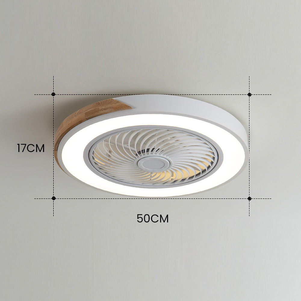 Modern Round Wooden Ceiling Fan with Energy-Efficient LED Lights for Stylish Home Illumination and Air Circulation