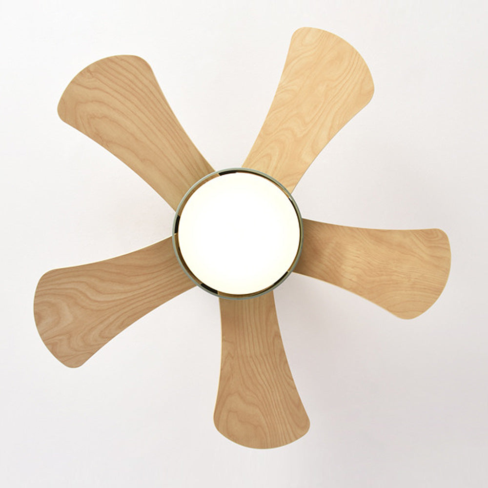 Contemporary Wood Semi-Flush Ceiling Fan with Integrated Lighting for Stylish Home Comfort and Modern Decor