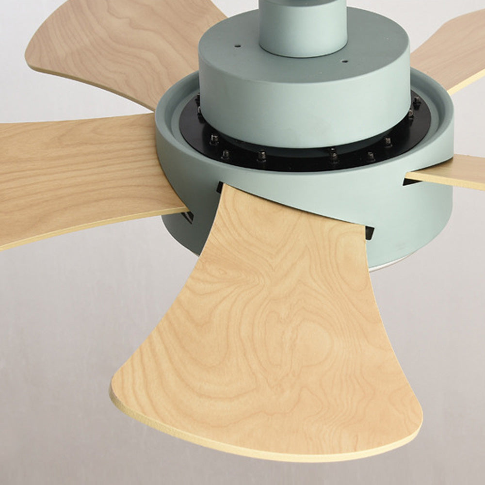 Contemporary Wood Semi-Flush Ceiling Fan with Integrated Lighting for Stylish Home Comfort and Modern Decor