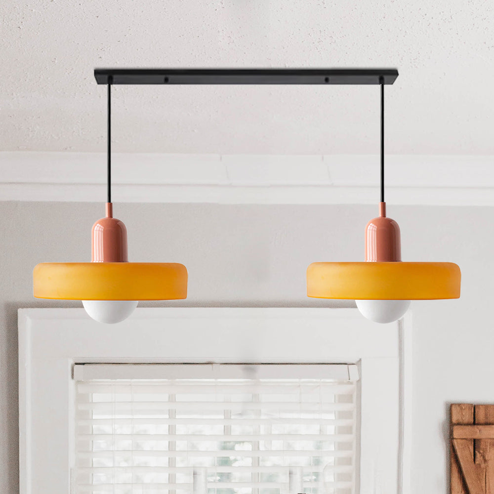 Contemporary Bauhaus Stained Glass Pendant Light with Dual Heads for Stylish Home Illumination