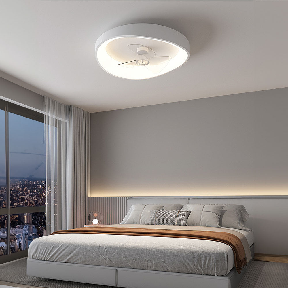 Sleek Modern Minimalist White Iron Ceiling Fan with Integrated Light for Stylish Home Interiors