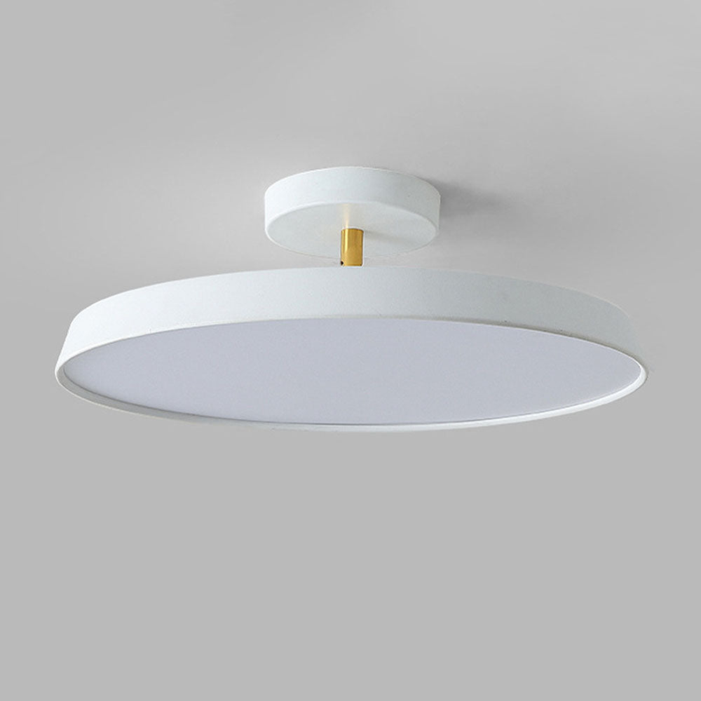 Minimalist White LED Semi-Flush Ceiling Light Fixture for Bedroom Ambience and Modern Home Decor