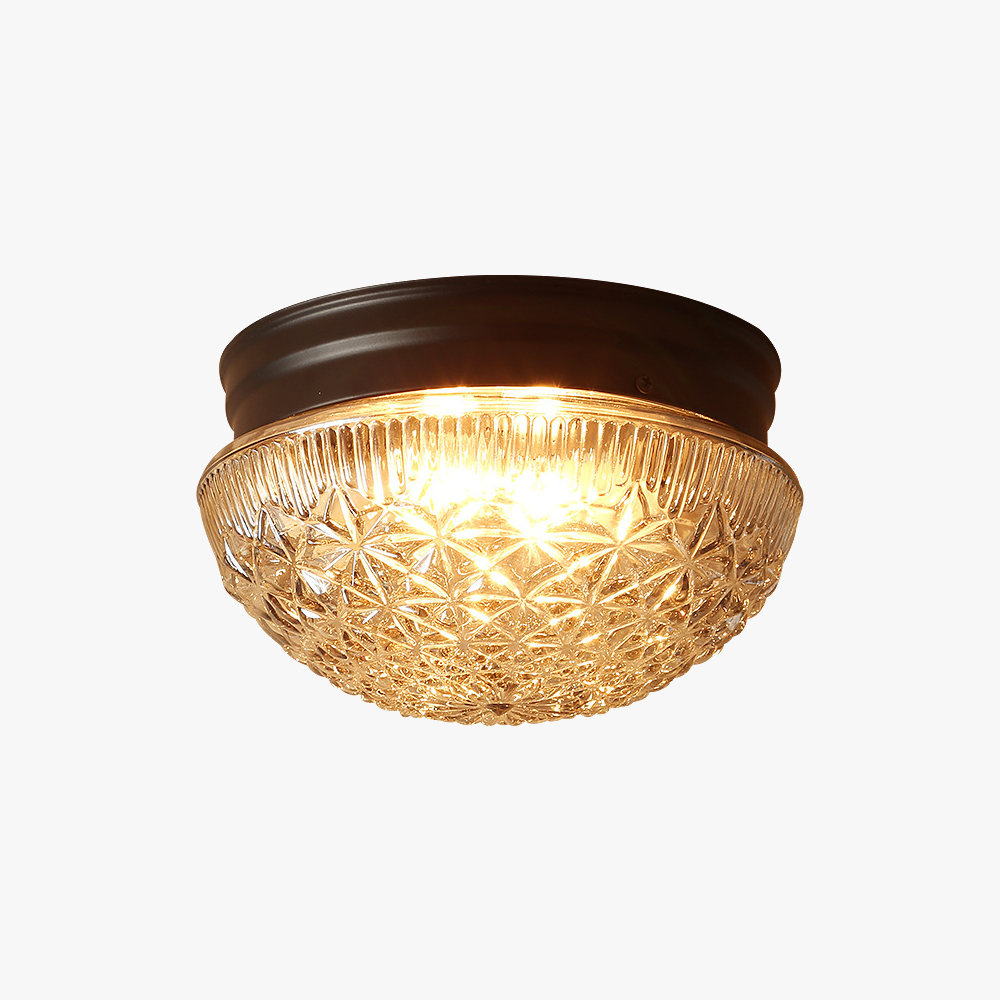 Elegant Gold and Black Ribbed Glass Flush Ceiling Light Fixture – Modern Design for Stylish Home Illumination