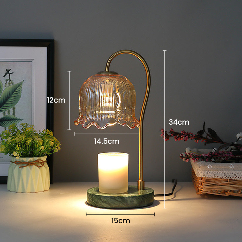 Modern Floral Glass Candle Warmer Lamp - Stylish Flower-Shaped Design for Effortless Home Fragrance and Ambiance