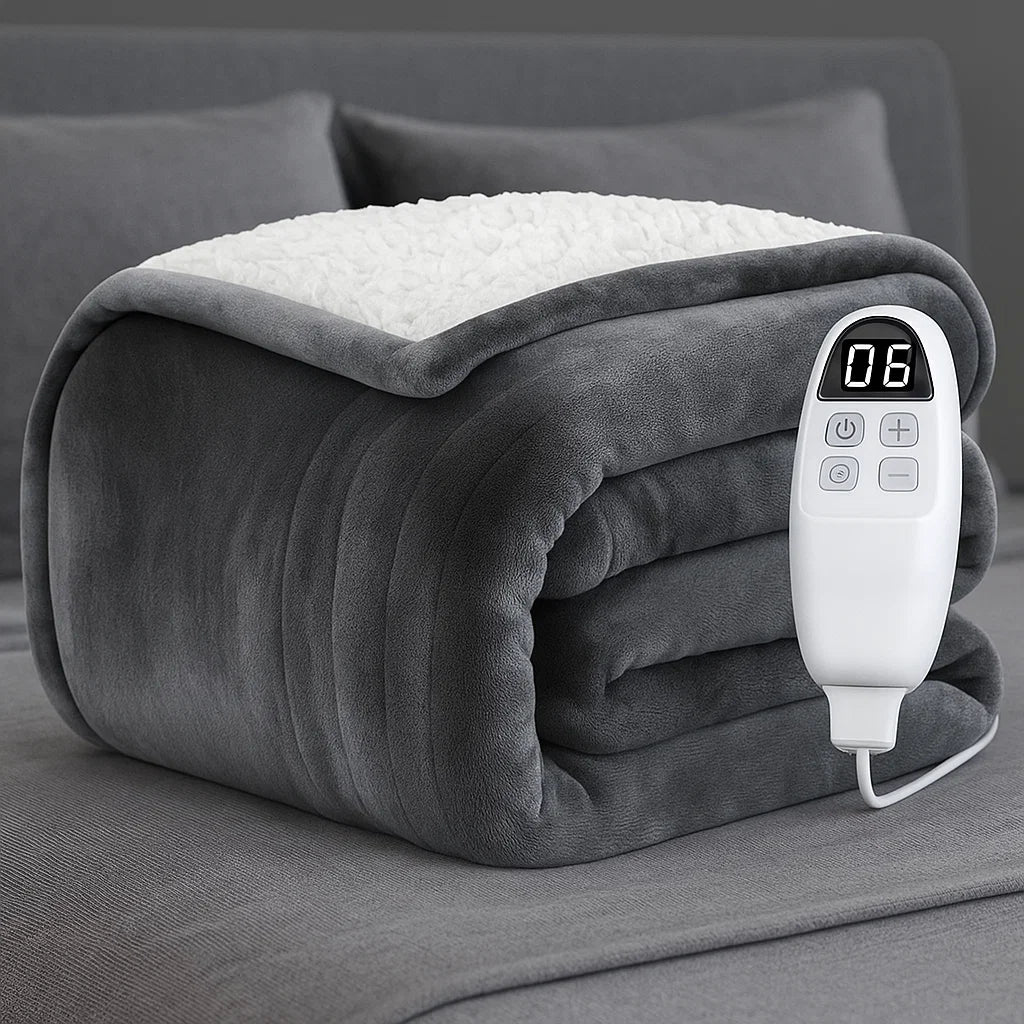 Manta eléctrica de franela calentada lavable con temporizador