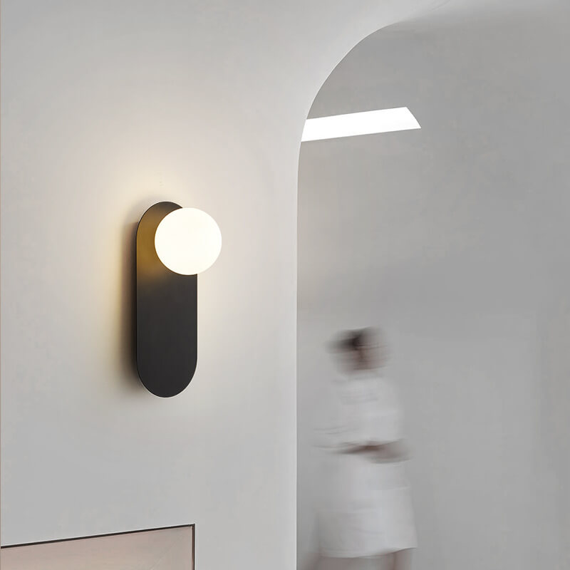 Aplique de pared moderno con diseño de globo de cristal y metal