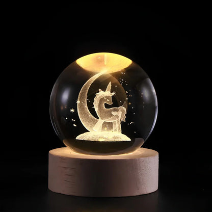 LED Night Light with 3D Crystal Sphere