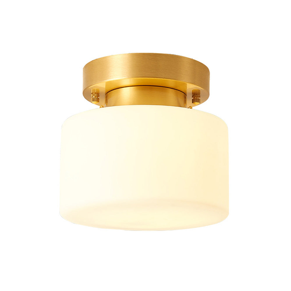 Elegant Minimalist Brass and White Semi-Flush Ceiling Light Fixture for Modern Home Interiors and Stylish Spaces