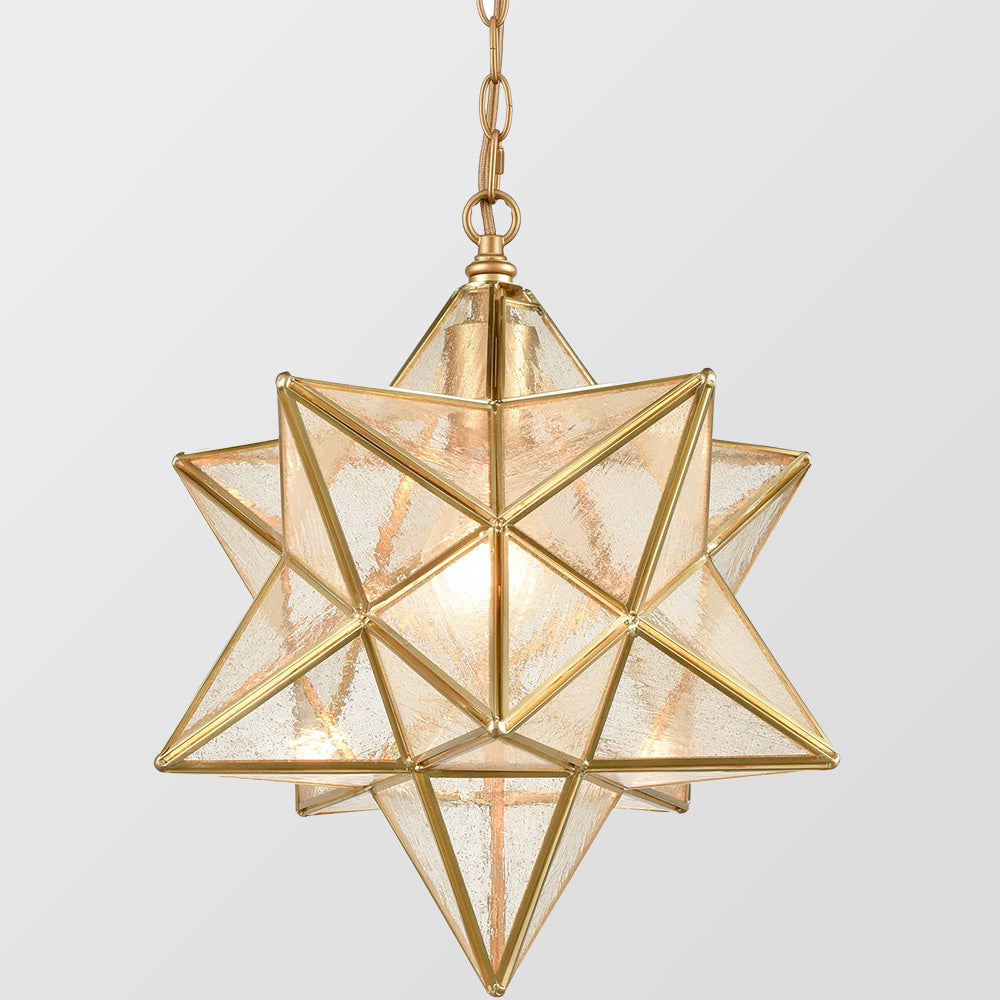 Star-Shaped Decorative Glass Pendant Light for Hallway - Elegant Illumination Fixture for Home Décor