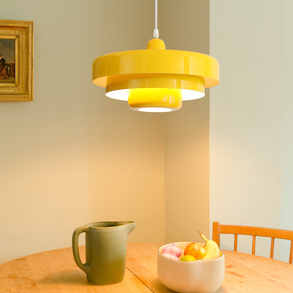 Lampa wisząca w stylu mid-century pomarańczowa metalowa oprawa